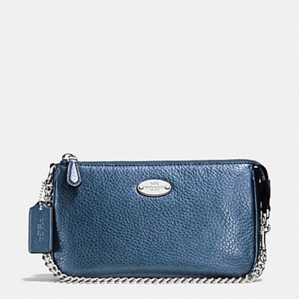 Coach Large Wristlet 19 in Metallic Blue